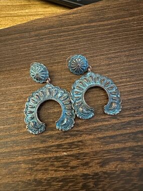 Turquoise Patina Statement Earrings